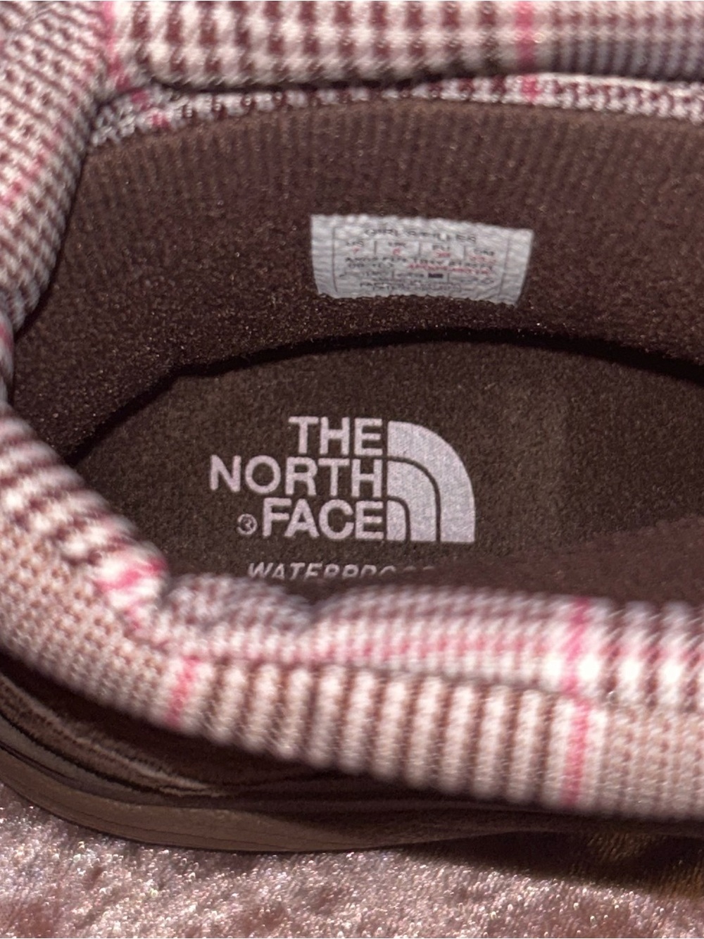 The North Face Brown Winter Boots with Pink Laces girls size 7 - Picture 11 of 16